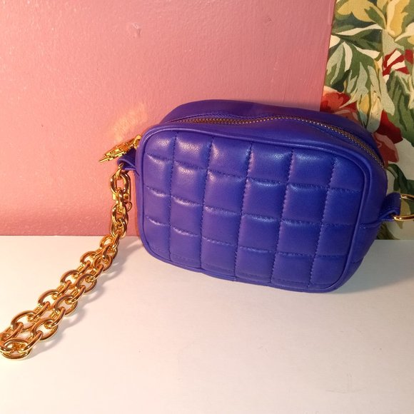 BCBG Handbags - PURPLE BCBG WRISTLET QUILTED PURSE WITH GOLD CHAIN